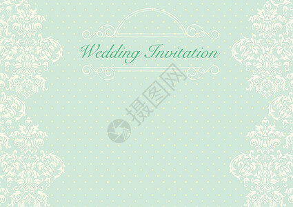 带图案的绿色婚礼请柬背景模板背景图片