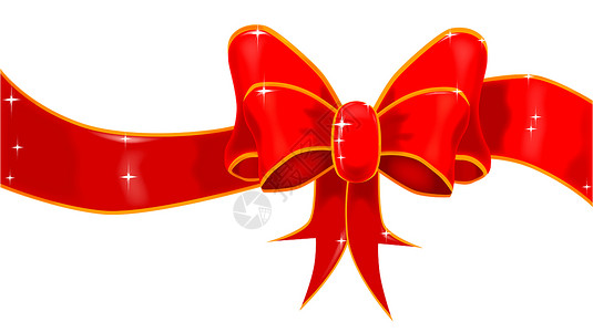 红色星星丝带礼物礼拜插图丝带包装星星红色材料标签丝绸贺卡金子背景