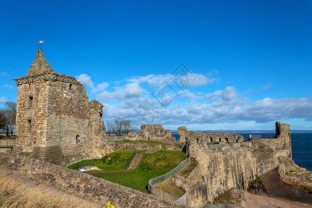 圣安德鲁斯城堡的废墟建筑生活地标历史建筑学堡垒王国高地石头考古学背景图片
