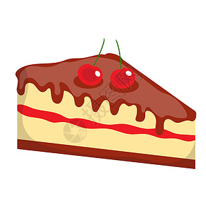 一块卡通蛋糕芝士蛋糕 蛋糕图标 扁平 卡通风格 在白色背景下被隔离 插图 剪贴画背景