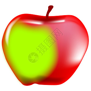 红和绿苹果食物白色诱惑水果绘画小吃绿色插图高清图片