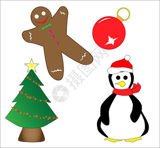 圣诞节图标艺术季节性地球插图姜饼人玩具艺术品绘画背景图片
