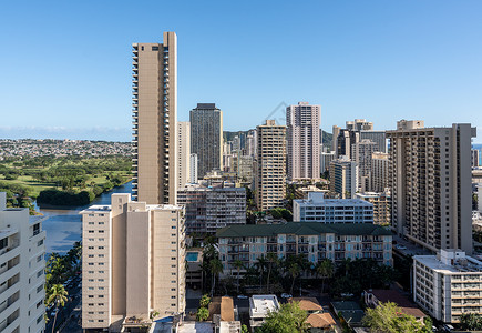 瓦伊基基基市景向奥胡钻石头坑背景图片