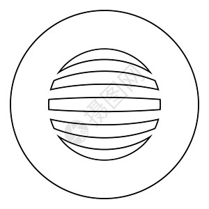 条纹球体概念地球抽象球图标在圆圈圆形轮廓黑色矢量插图平面样式图像背景图片