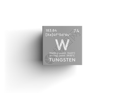 Tungsten 过渡金属 门捷列夫Per化学元素符号3d插图科学家原子盒子化学品质量正方形研究背景图片