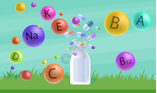微量营养素海报蓝色的高清图片