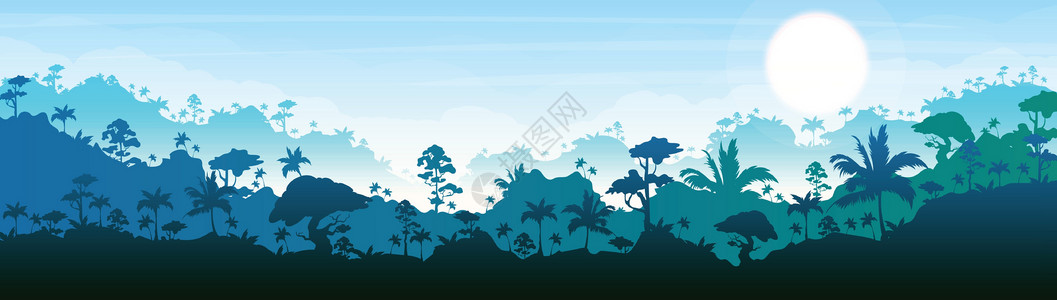 森林冠层薄雾蓝色的高清图片