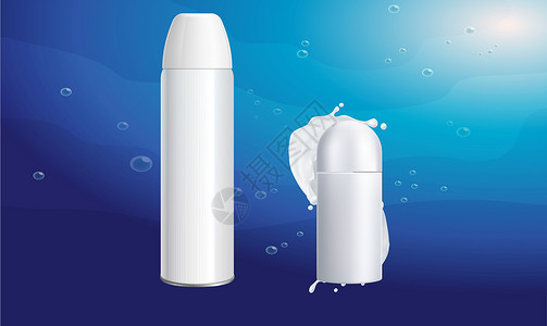 在抽象背景上模拟不同尺寸美容产品的插图卫生商业蓝色盒子身体商品小样身份治疗液体背景图片