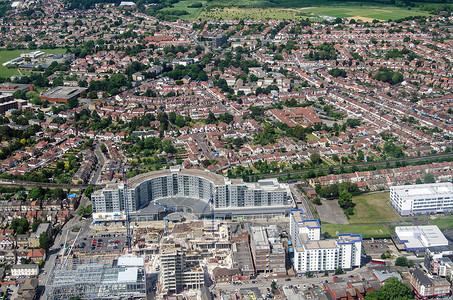 海姆利克Blenheim中心购物中心 Hounslow 空中视图背景
