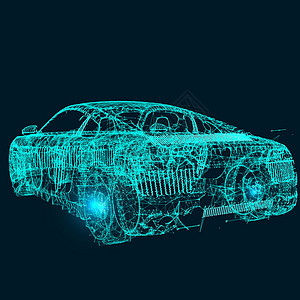 由点线和形状组成的运动车的抽象图像插图技术公式线条网络优胜者运动车辆发动机运输背景图片