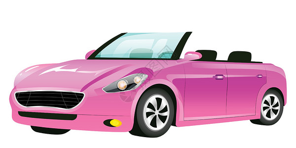 粉色敞篷车卡通矢量图 没有屋顶平面颜色对象的女式汽车的时尚汽车 没有屋顶的豪华个人交通工具隔离在白色背景上背景图片