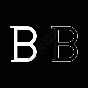 Beta 希腊符号大写字母大写字体图标轮廓设置白色矢量插图平面样式 imag背景图片