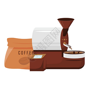 咖啡磨豆机烘焙机卡通它制作图案插画
