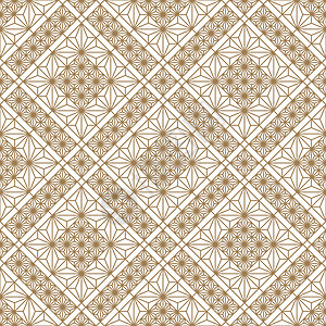 日本金泽电视塔金色和白色的无缝几何图案 日式 Kumiko正方形包装马赛克屏幕格子插图墙纸打印木头海报插画