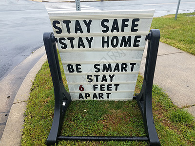 安全警告路牌保持安全 住家安稳 隔六尺路牌相隔六英尺人行道隔离社交背景