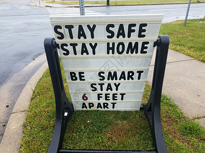 安全警告路牌保持安全 住家安稳 隔六尺路牌相隔六英尺社交人行道隔离背景