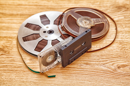透明磁带素材磁带和卷胶带技术电子棕色塑料卷轴歌曲黑色噪音录音机电影背景