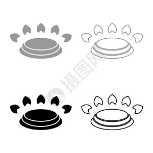 燃气图标燃气燃烧器炉灶符号类型烹饪表面标志用具目的地面板图标轮廓设置黑色灰色矢量插图平面样式 imag插画