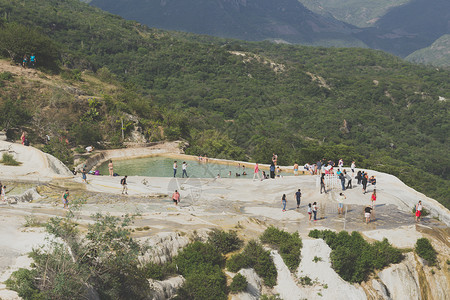 墨西哥瓦哈卡州自然地点社论景点旅行瀑布地标照片旅游高清图片