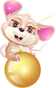宝宝装饰可爱的老鼠骑圣诞装饰 kawaii 卡通矢量特征插画