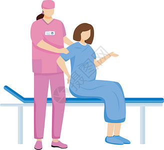 护士矢量图助产士和孕妇制作图案平面矢量图设计图片