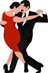 男人和女人在白背上跳探戈插画矢量背景图片