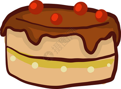 榛子蛋糕圆形巧克力蛋糕庆典奶油甜点榛子派对卡片坚果插图棕色红色插画