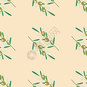 橄榄果油橄榄树的分支 无缝模式 绿橄榄果叶艺术植物叶子纺织品分支机构插图生物树叶空白收成插画