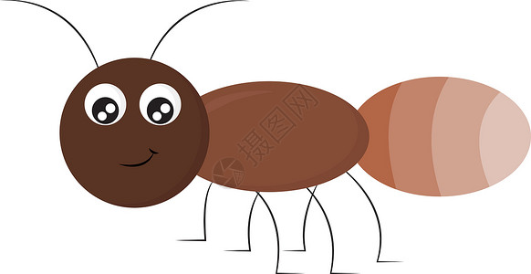 昆虫矢量白色背景上的小反插图矢量卡通片标识黑色荒野动物野生动物艺术棕色天线工人设计图片