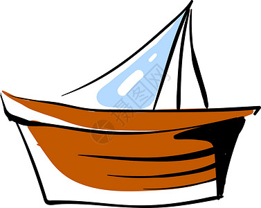 白色背景上的小木船卡通片运输旅行木头绘画艺术钓鱼血管背景图片