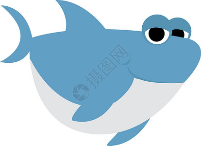 大胖鱼白色背景上的胖蓝鲨设计图片