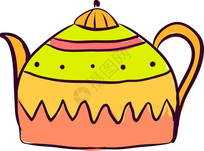 白色背景上的彩色茶壶插画矢量背景图片