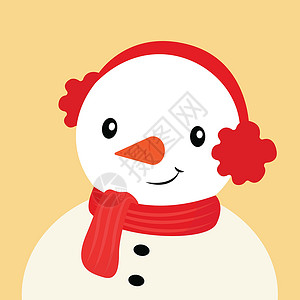 雪人与红色在白色背景上插图礼帽卡通片男人帽子庆典天气季节黑色卡片背景图片