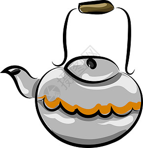 壶茶茶壶在白色背景上杯子液体厨房黑与白早餐艺术手绘绘画涂鸦草图设计图片
