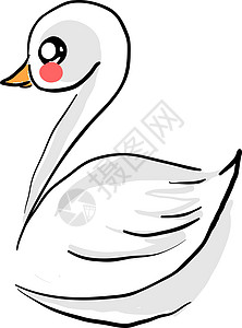 黑白天鹅白色背景上的可爱绘画金子艺术翅膀生物粉色天鹅羽毛卡通片卡片设计图片