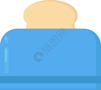 白色背景上的蓝色烤面包机插画矢量面包器具早餐食物按钮金属厨房营养烹饪卡通片背景图片