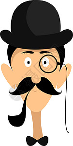 单片眼镜白色背景上的绅士小胡子插画矢量插画
