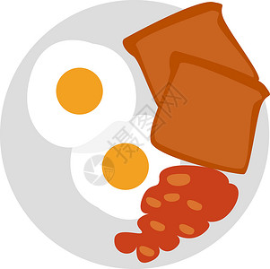 英式早餐白色背景上的英式插画