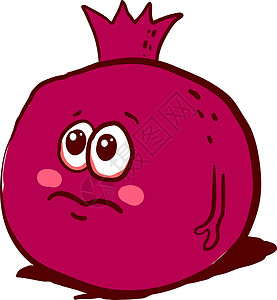 红色的水果白色背景上的悲伤石榴插画矢量素食主义者水果食物红色橙子绘画微笑饮食卡通片设计图片