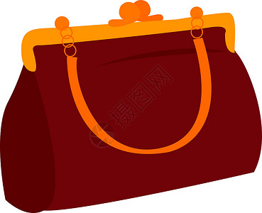 白色背景上的红色配饰扣子皮革女士魅力手提包购物离合器女性收藏背景图片