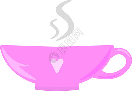 白色背景上的粉色茶杯插画矢量插图味道艺术横幅咖啡飞碟甜点早餐收藏餐厅背景图片