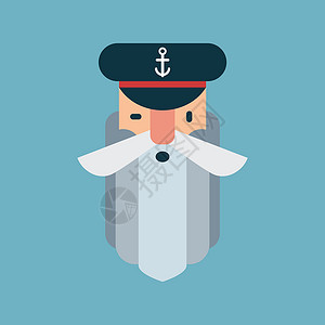 白色背景上的水手巡航男性旅行海军卡通片海洋帽子队长海盗航海背景图片