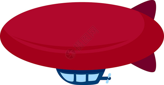 白色背景上的红色飞艇插画矢量天空飞船蓝色地球航班冒险重力气球插图运输背景图片
