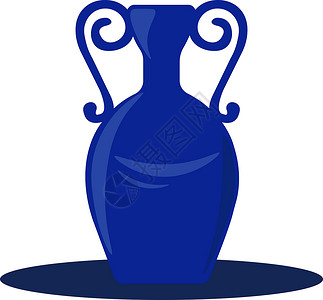 白色背景上的蓝色玻璃内容绿色陶器花瓶圆形水壶背景图片