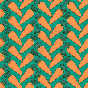 白色背景上的胡萝卜图案健康食物蔬菜墙纸设计卡片橙子绿色艺术包装背景图片