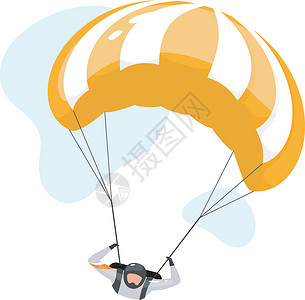 华降伞跳伞平面矢量图 跳伞体验 极限运动 积极的生活方式 户外运动 运动员跳伞运动员在白色背景上孤立的卡通人物天空活动空气跳伞员潜水降插画