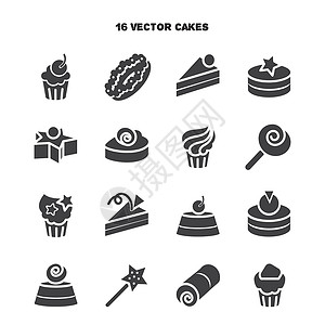 兔年蛋糕图面包店和蛋糕图标的集合 糖果糖se庆典食物小吃馅饼糖果派对餐厅巧克力奶油生日背景