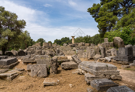 希腊奥林匹亚首届奥林匹克运动会所在地的宙斯寺庙倒塌游戏地震运动旅游废墟柱子建筑学考古学历史性避难所背景