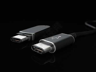 USB C 型或 USB 4 连接器电缆线艺术 3d 它制作图案硬件电子充电器连续剧收费电缆界面剪贴速度规格背景图片