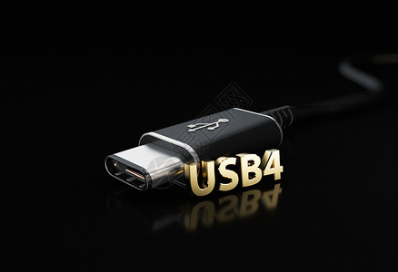 USB C 型或 USB 4 连接器电缆线艺术 3d 它制作图案规格数据连续剧标准硬件充电器电缆闪电速度金属背景图片